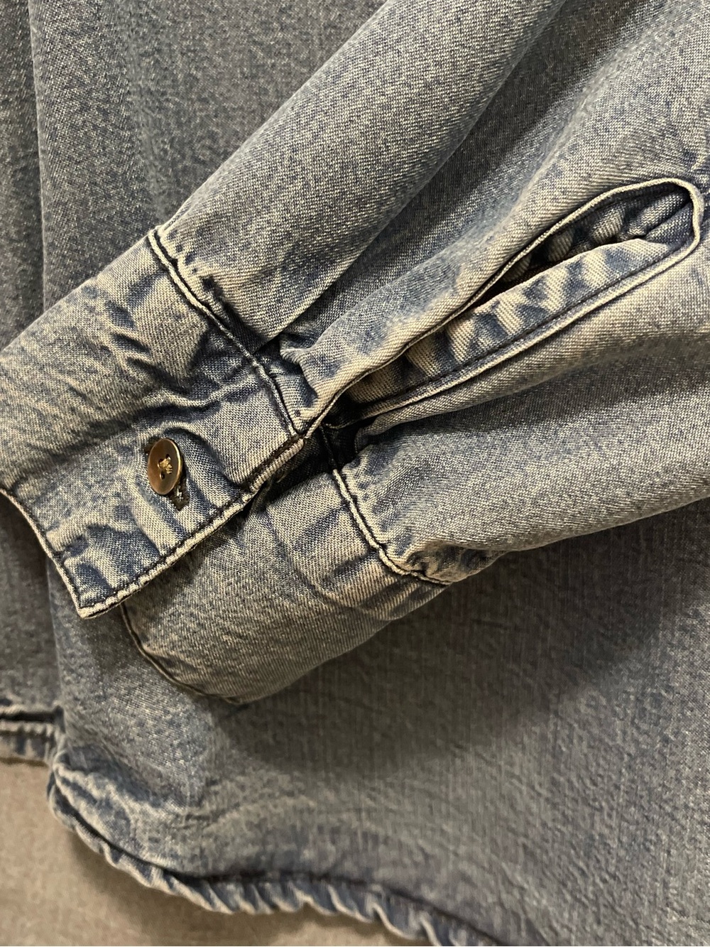 GAP Denim Lace-Up Long Sleeve Top - Blue - Picture 4 of 9